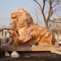Hand carved outdoor decorative large marble roaring lion statue